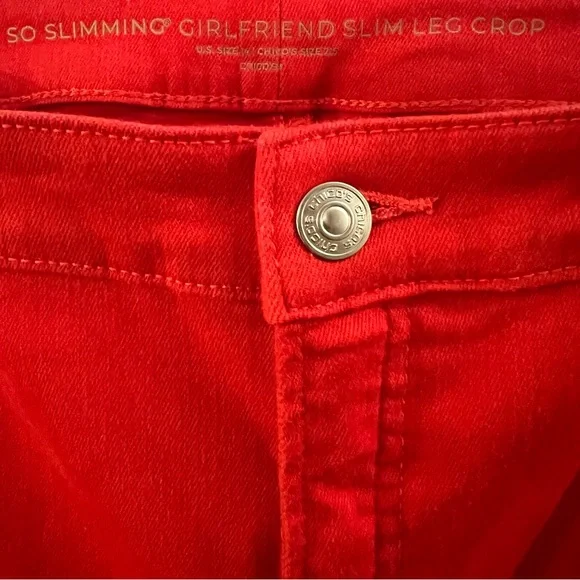 CHICO’S JEANS, Sz 2.5 / 14 / Lrg, Red So Slimming Girlfriend Slim Leg Ankle Crop - Picture 4 of 15